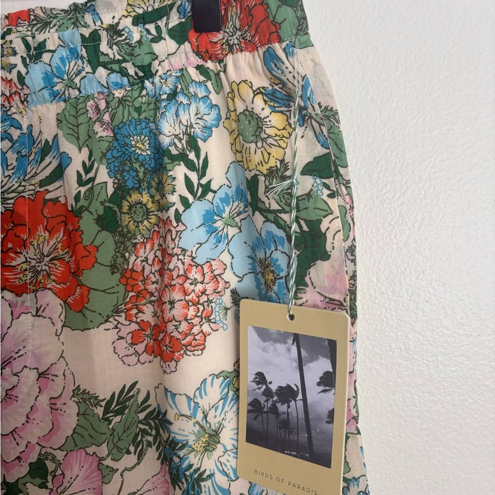 TROVATA Birds of Paradis Willa Vacation Resort Linen Floral Wide Pants Large AC - Picture 5 of 10